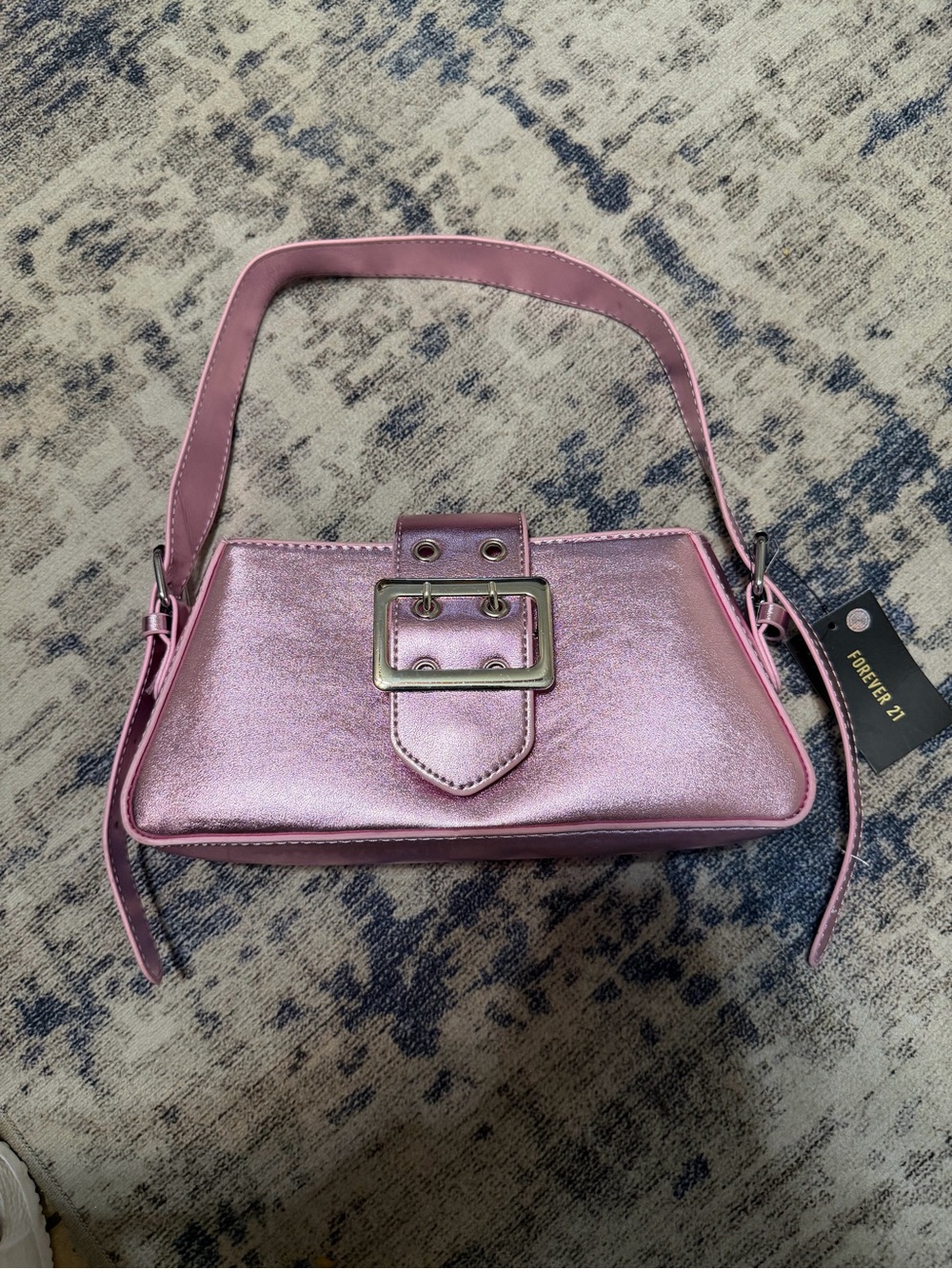 Forever 21 Shiny Pink Mini Shoulder Bag with Buckle